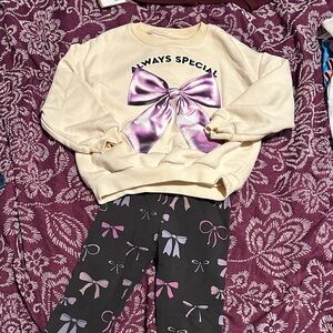 Zara Cream and Purple Kids Matching Set